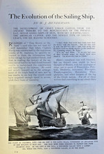 1901 Boats Water Craft Evolution of Sailing Ships illustrated picture