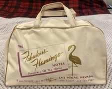 Vintage Las Vegas FLAMINGO Casino HOTEL Nevada Vinyl Airline Travel Bag picture