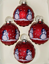 Lot VTG Modern Glass SNOWMAN Pictured BALL Christmas Ornaments USA picture