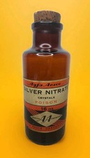 Antique Agfa Ansco Empty Bottle Silver Nitrate Crystal Poison Cork Stopper Rare picture
