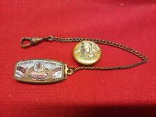 Antique Knights & Ladies Security Pinback 1892 Watch Fob 1903 Fraternal Enamel picture