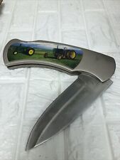 XL Huge John Deere Tractor Print Pocket Knife Collector Stainless Made In china picture