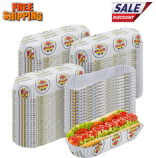 300Pcs Hot Dog Trays, 8'' Paper Food Trays Eco Friendly, Boats Rectangular Flute picture