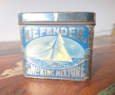 Rare Antique Defender Smoking Mixture Tobacco Tin Yacht Battleship Navy NY 1900s picture