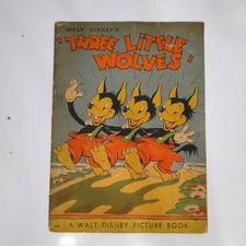 Vintage 1937 Walt Disney Three Little Wolves Picture Book Rare Collectible picture