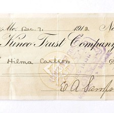 1912 Kineo Trust Company Bank Check E.A. Sampson Dover Maine Signed 1059 CHX4 picture