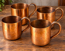 Rare Vintage 1940s-60s Ozelina’s Ozell Copper Mugs Set of 4 MCM Los Angeles Cali picture