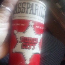 Vintage Scarce Sassparilla Dodge City Steel Soda Pop Can Sherrif Badge picture