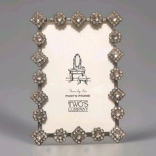 Vtg Rhinestone Two's Company Jeweled Picture Easel Back Frame 4”x6” Art Deco picture
