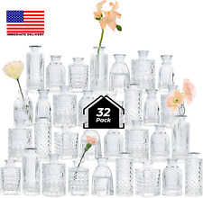 Glass Bud Vases Set of 32, Small Clear Bud Vases in Bulk, Mini Flowers Vases for picture