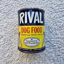 Vintage Rival Dog Food Advertising Can Coin Bank Chicago 32 Good Housekeeping picture