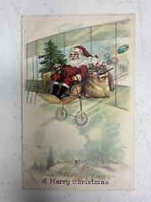 Antique 1910 Santa Claus Christmas Postcard Vintage Collectible Air Plane Sleigh picture