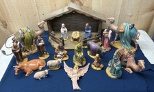 Vintage HOLLAND Mold Nativity Set Scene Ceramic Hand Painted 18 Piece W/ Stable picture
