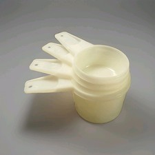 Vtg Tupperware White Sheer Measuring Cups 1/3, 1/2, 2/3, 1 Cup Set Of 4 picture