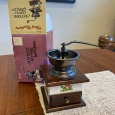 1976 Merry Mushroom,Sears Roebuck Manual Hand Coffee Grinder w/ Drawer & box picture