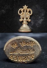 Vintage Gold Tone Brass Body by Fisher GM Auto Wax Seal Stamper NOS Scroll Top picture