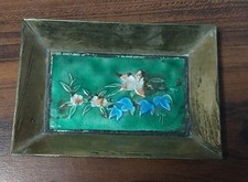 Small Antique Chinese Enamel on Copper Tray Cloisonne Plate Famille Rose picture