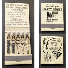 Girlie Feature Matchbook Sid King's Crazy Horse Bar Denver CO picture
