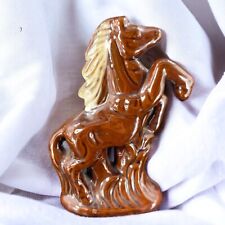 Vintage RedWare Ceramic Brown Rearing Stallion Horse Figurine Sculpture Decor picture