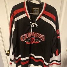 Guinness Hockey Jersey Mens 2XL Black Lace Up Mesh Beer Logo Long Sleeve Adult picture
