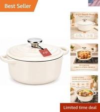 Stylish 4Qt Enameled Cast Iron Dutch Oven with Lid - Elegant Kitchen Essential picture