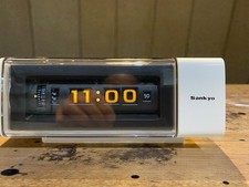 Sankyo DT-612 White Drum Flip Alarm Clock Rotating Display NOS Japan Vintage picture