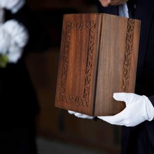 Wooden Cremation Urn for Human Ashes - Rosewood Adult Funeral Box picture