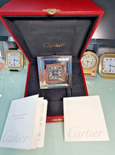 *** Cartier Stainless Steel Art Deco Alarm Clock with Box & Certificates    *** picture