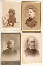 4 Cabinet Card Portraits Man Beard Woman Girl Child New Hampshire Ghostly Fade picture