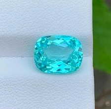 A+ 10 Ct+ Certified Natural Paraiba Tourmaline Neon Blue Cushion Loose Gemstone picture