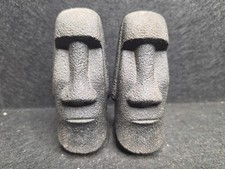 Vintage Coco Joe's Hawaii Black Lava Resin Moai Easter Island Tiki Bookends picture