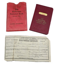 1940s VTG Ephemera Rochester MI National Bank Savings Book Sugar Purchase Cert picture