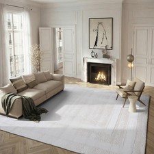 SAFAVIEH Florida Shag Collection Area Rug - 6' x 9', Creme & Creme, Border De... picture