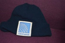 Vintage CONTINENTAL Airlines Blue Knit Ski Cap Hat Employee PATCH M4 picture