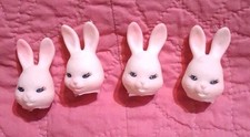 4 Vintage Rubber Miniature Rabbit Heads Easter Crafts picture