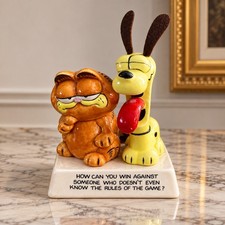 Vintage Enesco Garfield And Odie Ceramic Figurine 1978- 1983 With Snarky Quote picture