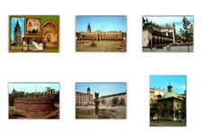Lot of 6 Vintage Krakow Poland Postcards Continental Main Market Square Museum picture