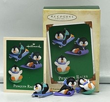 Hallmark Keepsake 2005 Penguin Races Set of 3 Miniature Ornaments -FREE SHIPPING picture
