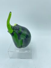 ADORABLE Green Art Glass Elephant Paperweight Figurine picture