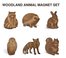 Woodland Animal Magnet Set of 6 Laser Engraved Wood Fox Raccoon Owl Decor picture