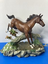 Lenox Horse Figurine MORNING TURNOUT 2002 Bay Horse Jumping Log Pond 9.25