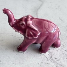Vintage Japan Pink Ceramic Elephant Trunk Up Figurine  Hammond, Indiana Souvenir picture