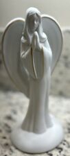 Teleflora's Angel of Grace Sculpture With White Matte Ceramic & Gold Trim 9 In picture