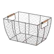 Mainstays Decorative Brown Chicken Wire Basket with Wood Handles. 12.2x8x7.28 picture