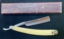 Beautiful ~ Geo. Wostenholm & Son Pipe Razor - Sheffield Eng ~ w/ Original Box picture