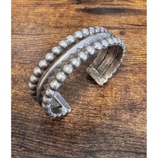 Vtg 1920s Southwestern Ingot Silver Cuff Bracelet - Triple Shank Stamped - 67g picture