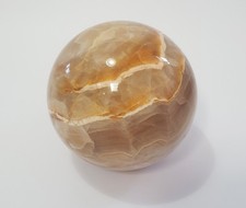 Large Banded Yellow Brown Honey White Calcite Sphere Crystal Ball 1.4kg 9.5cm picture
