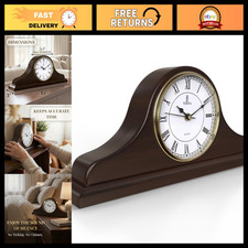 Elegant Solid Wood Mantel Clock for Fireplace - Silent Non-Chiming Design picture