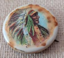 Antique 1896 Whitehead & Hoag Celluloid Pinback Button Native American Indian... picture