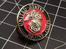 FREE SHIP Lapel Pin USMC United States Marine Corps LOGO Black & Red Enamel 1